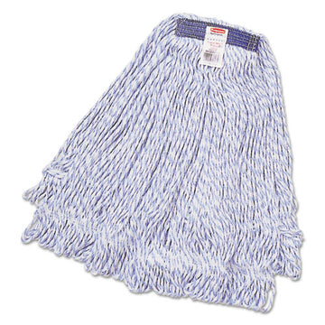 Rubbermaid® Commercial Super Stitch Finish Mops, Cotton-synthetic, White, Medium, 1-in. Blue Headband freeshipping - TVN Wholesale